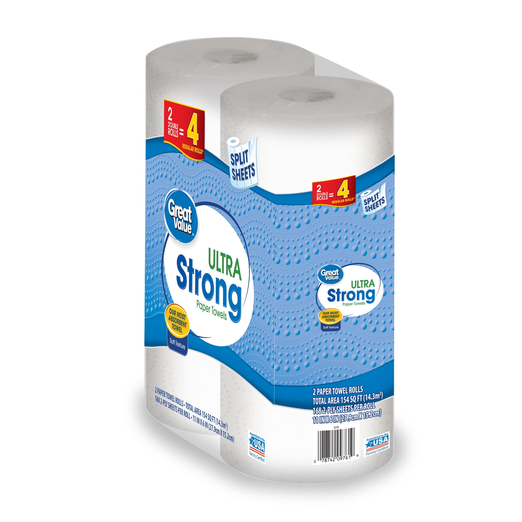 Great Value Paper Towels, Ultra Strong, 2 Count
