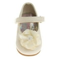 thumbnail image 4 of Josmo Infant Girls Hook and Loop Faux Leather Flat Heel Dress Shoes with Flower Ornament, Beige Patent, Size: 5, 4 of 8