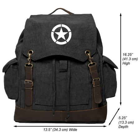 world war 2 military jeep star rucksack backpack w/ leather
