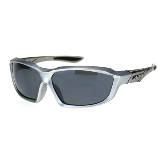 Mens Xloop Warp Around Rectangular Sport Running Sunglasses Silver Black