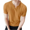 thumbnail image 1 of Camisas de Verano Casuales de Manga Corta de los Hombres Color Sólido V-Cuello Blusa de Fitness, 75% Poliéster 20% Rayón 5% Spandex, 1 of 6
