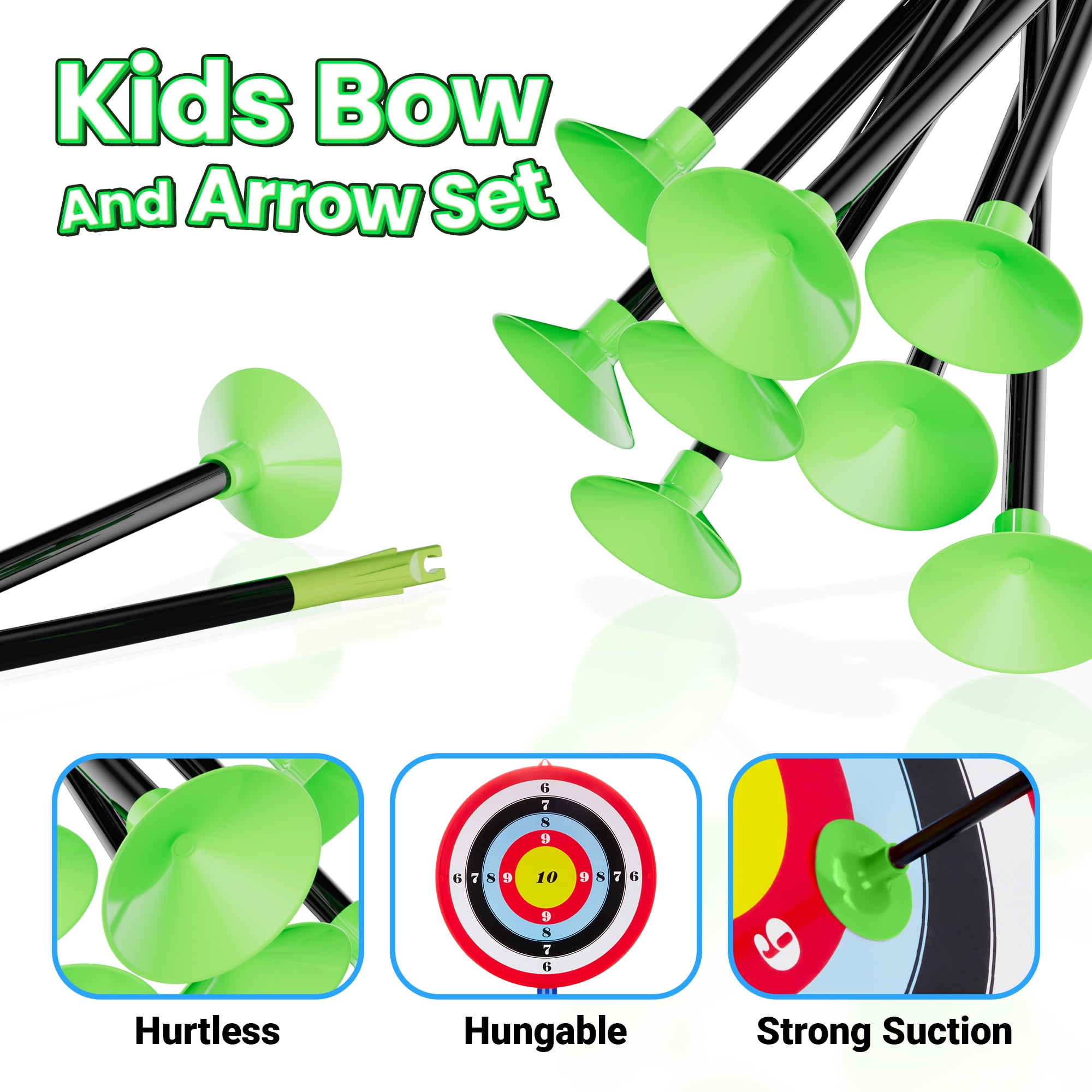 Contixo Bow and Arrow Set for Kids, Archery Toy with Infrared Aiming Assist, Outdoor Games, Green/Blue, 2 Pack