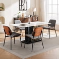 thumbnail image 6 of Mid Century Modern Faux Leather Dining Chairs, Gray PU / Curved Wrap Backrest for Comfort, 6 of 7