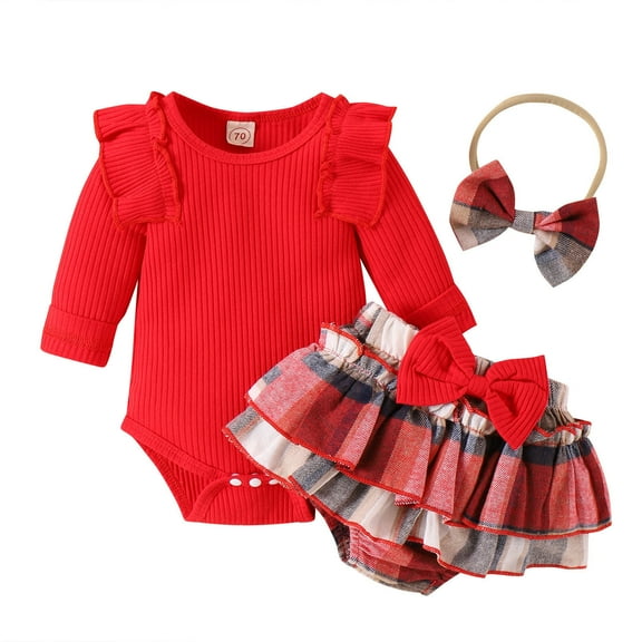 Sngxgn Girl's 2 Piece Outfits Button Front Long Sleeve and Shorts Set(Red,80)