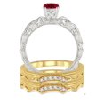 thumbnail image 3 of 1.25 Carat Ruby & Diamond Vintage Trio Bridal Set Engagement Ring on 10k White Gold, 3 of 3