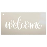 Welcome Sign Stencil by StudioR12 - Reusable, Paint Front Porch Sign, DIY Decor, New Home Gift, Barn Wood, Word Art - STCL1493 - SELECT SIZE 17" x 7"