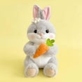 thumbnail image 2 of Bunny Stuffed Animal, Stuffed Rabbit, Pink Bow Decorations, Mushroom Birthday Decorations, Student Nursery Decor, 5.5*9.5in Toy, 1 Pc, Gray White, Carrot Detail, 2 of 4