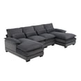 thumbnail image 6 of U-Shaped Sectional Couch with Chaise, Modern Upholstered Sectional Couch, 6-Seater Sectional Couch with 4 Waist Pillows, Heavy Duty Sofa Furniture, Sectional Couch for Living Room, Gray, 6 of 10