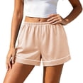thumbnail image 4 of yillto Womens Satin Shorts Casual Summer Elastic Waist Lounge Silky Shorts Comfy Shorts with Pockets, 4 of 5