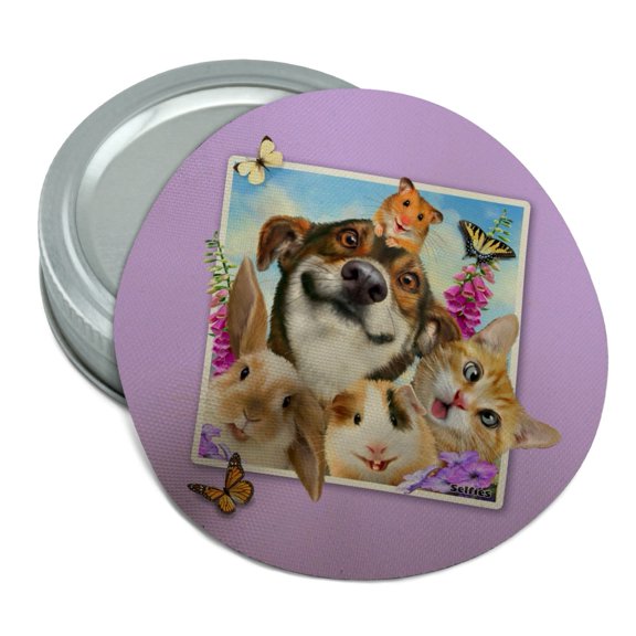 Pets Selfie Picture Dog Cat Guinea Pig Rabbit Round Rubber Non-Slip Jar Gripper Lid Opener