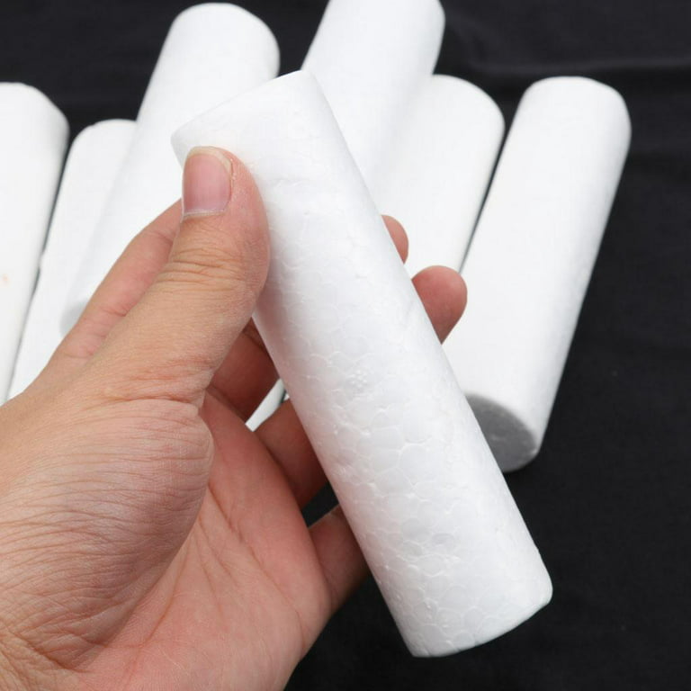 Generic Pack of 10 White Modelling Craft Polystyrene Foam Styrofoam Cylinder  Pillar 12cm Ornaments DIY Kids Craft