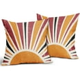 thumbnail image 2 of Boho Pillow Covers 18x18 Set of 2 Multicolor Bohemian Style Retro Abstract Sun Outdoor Throw Pillows Farmhouse Decorative Pillowcase Linen Square Cushion Cover for Home Couch Sofa Bed, 2 of 6