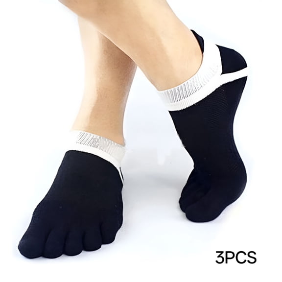 TELOLY 3 Pairs Size 6-12 Outdoor Breathable Cotton Toe Socks Pure Sports Comfortable 5 Finger Toe Sock