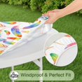 thumbnail image 5 of Stretch Round Tablecloth Bohemian Floral Design, 44Inch Elastic Hem for 38"-42" Tables, Spill Resistant for Indoor Outdoor Dining Use, 5 of 7