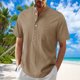 thumbnail image 2 of Mens Casual Manga Corta Botón Abajo Camisas, Verano Color Sólido, Cuello de Soporte Bolsillo Camisa Turndown, 2 of 8