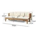 thumbnail image 3 of Reyes Acacia Wood Outdoor Extendable Daybed Sofa, Teak and Beige, 3 of 8