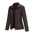 thumbnail image 7 of WTOBBY Women's Faux Leather Moto Jacket Short Coat Biker Style Casual Outerwear Solid Color Zippered Front with Stand Collar Edgy Street Look for Night Out,Coffee L, 7 of 7