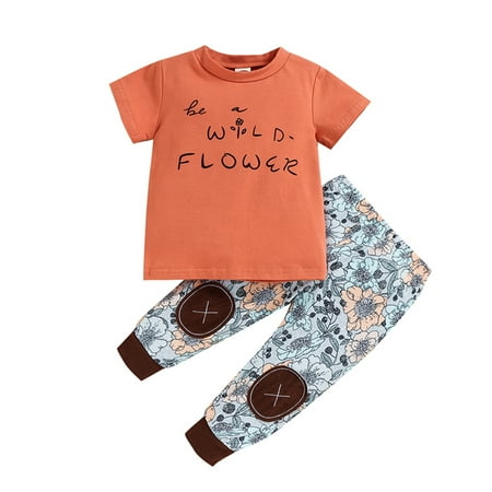 

Youmylove Newborn Infants Baby Boys Girls Clothes Letter Short Sleeve T-Shirt Tops Floral Pants Summer Outfits Set Baby Cute Clothing