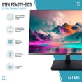 thumbnail image 2 of GTEK Monitor de computadora de 24 pulgadas 75 Hz sin marco, pantalla LED FHD 1080p, pantalla LCD profesional de oficina, HDMI VGA, frecuencia de actualización, montaje VESA - F2407V-D03 (renovado), 2 of 5
