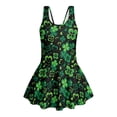 thumbnail image 6 of DISNIMO Girls One Piece Swimsuits Shamrock Heart Print Sleeveless U Neck Swimwear Bathing Suit with Skirt Quick Dry Swim Dress for Kids Girls, 6 of 8