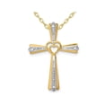 thumbnail image 1 of 10K Yellow Gold Cross Pendant Necklace with Chain and Diamond Accent, 1 of 4