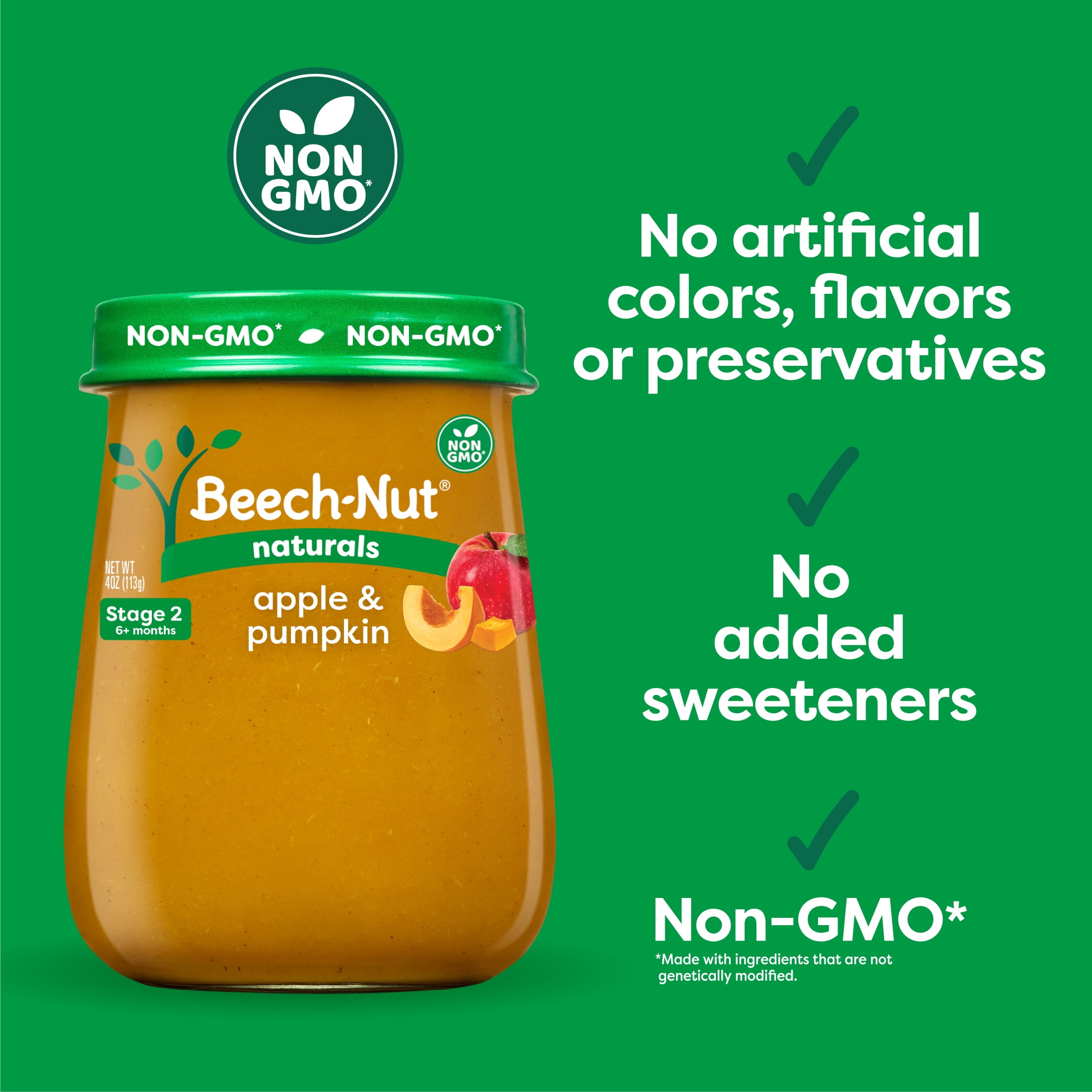 Beech-Nut Naturals Stage 2 Baby Food, Apple & Pumpkin, 4 oz Jar