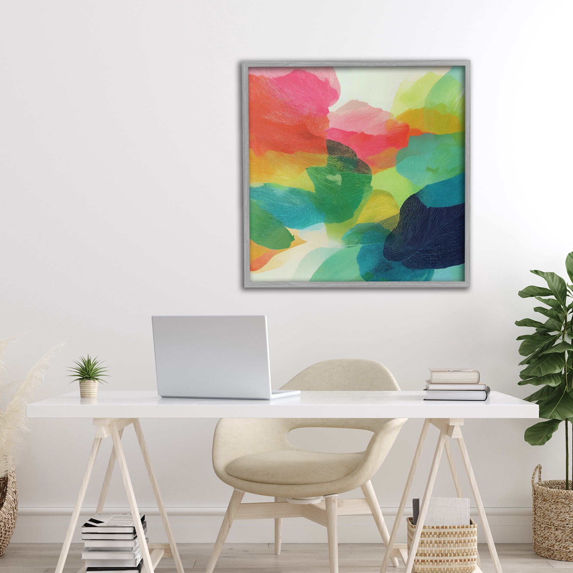 Stupell Industries Vivid Flowing Color Field Gray Framed Giclee Art, design by Chromatic Storm Studio
