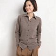 thumbnail image 5 of Suéter de mezcla de lana para mujer, cárdigan a medida con cuello tipo polo, chaqueta suave y holgada de punto informal a la moda para otoño e invierno, 5 of 5