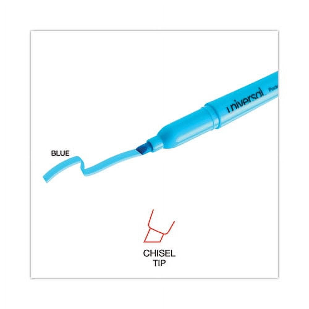 Pocket Highlighters, Fluorescent Blue Ink, Chisel Tip, Blue Barrel, Dozen | Bundle of 2 Dozen