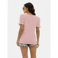 thumbnail image 2 of Women Summer Square Neck Ruffled Tops Short Sleeve Blouse Casual T-Shirt Top, 2 of 5