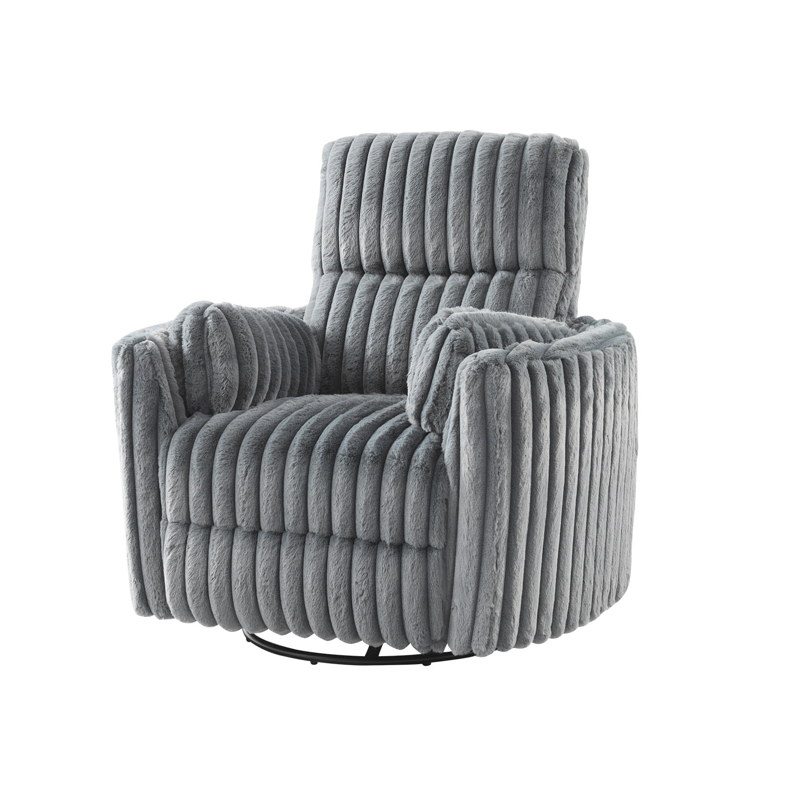 Merluxy Power Swivel Recliner Chair with USB Charging & 2 Pillows, Glider Rocker for Nursery and Living Room, Grey Corduroy