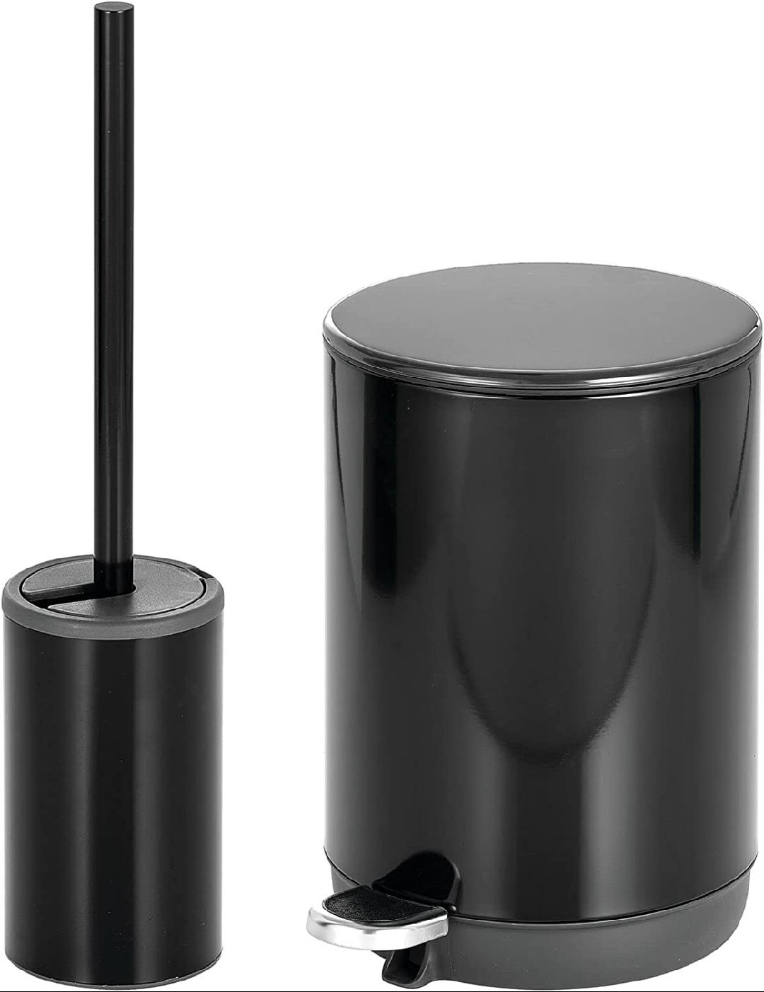 Freestanding Toilet Bowl Brush and Holder and Round Step Trash Can