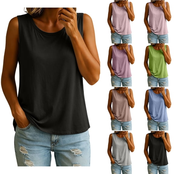 Women Home-style Tank Tops Zaewscy Women's Casual Home-style Short-sleeved Top With No Sleeves And A Padded Chest Piece Black S