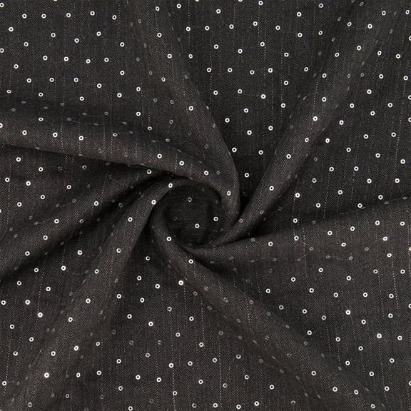 Zelouf Mikaela Herringbone Woven With Sequins  , Sewing, DIY, Crafts Fabric by the Yard, Steel/silver, 3 Yard