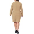 thumbnail image 3 of Agnes Orinda Women's Plus Size 2 Piece Notched Lapel Button Blazer and Midi Pencil Skirts Pocket Business Suit Sets 5X Khaki, 3 of 6