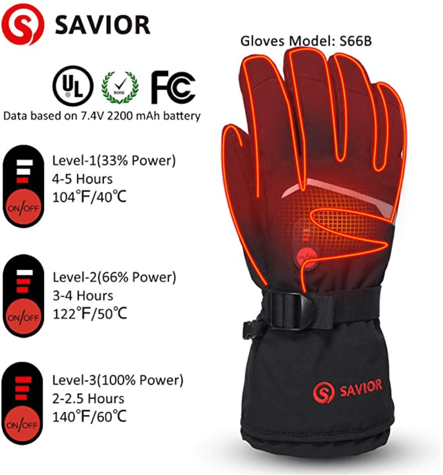 Outdoor heated Gloves-for Outdoor Hunting Camping Riding Motorcycle(Black)