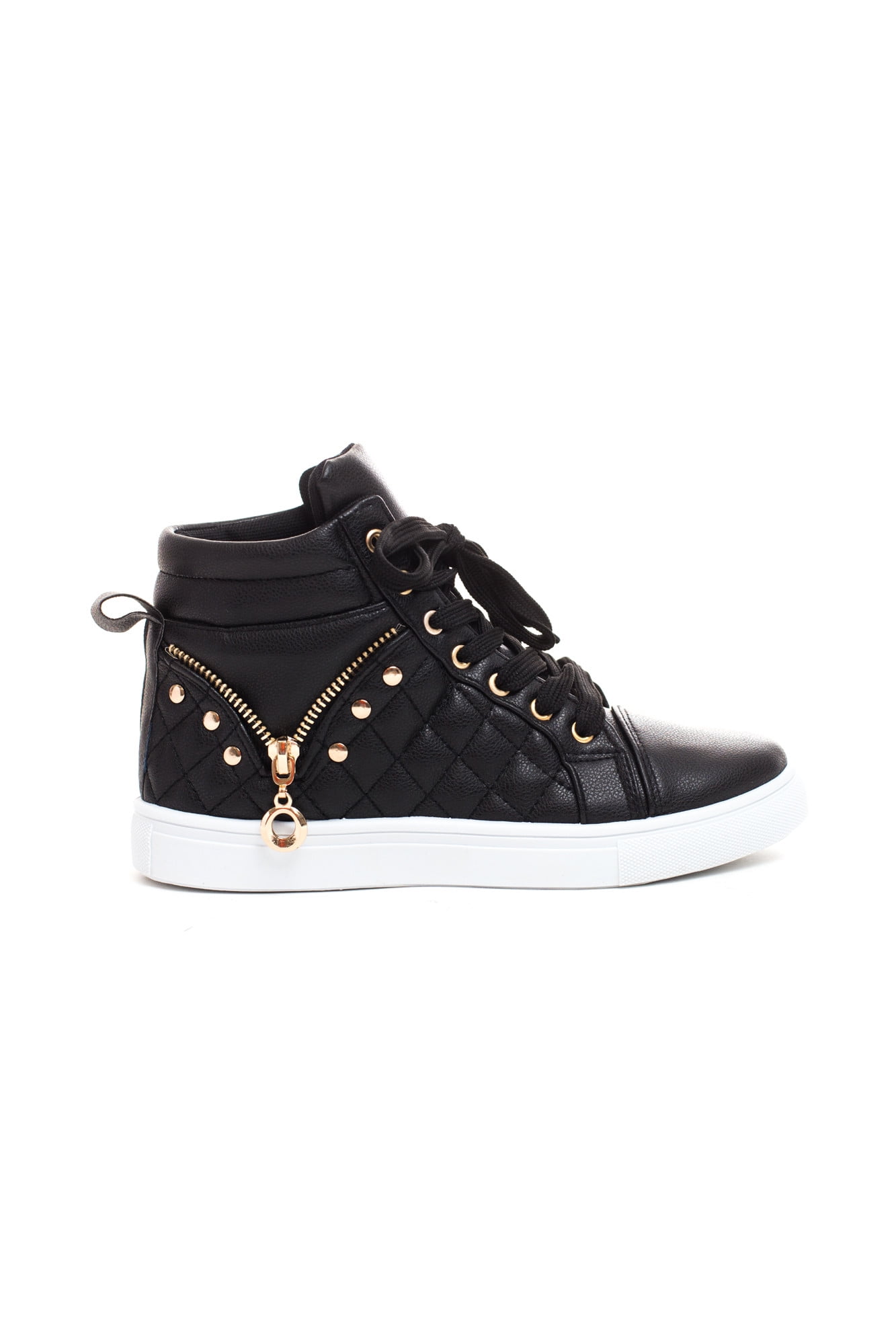 soho shoes women's leatherette quilted lace up high top sneakers ...