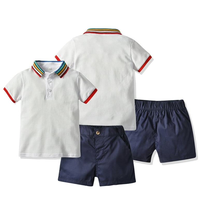 LYMAYTER Newborn Boys Shorts Outfits 2PCS Infant Solid Color Tees