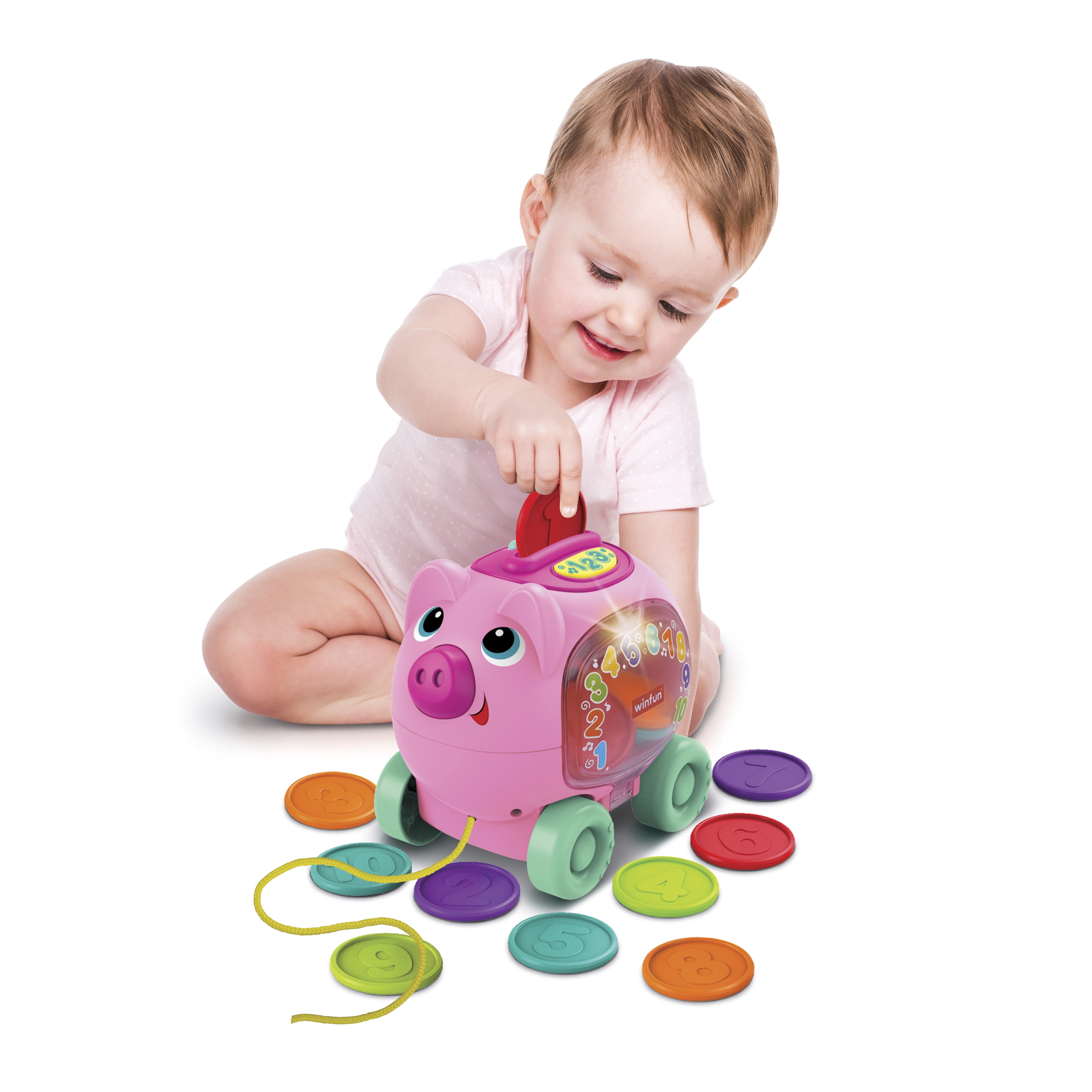Winfun Pink Pull-Along Counting Piggy Toy Age Group 6 Months and Up