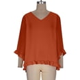 thumbnail image 7 of Women's Tops Short Sleeve V-Neck Plus Size Loose Ruffle Hem Cuffs Tee Top, 7 of 7
