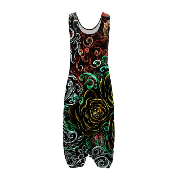 Don't Miss Out! HIMIWAY Jumpsuits for Women Women's Jumpsuits Rompers & Overalls Fashion Round-Neck Jumpsuit for Womens Adjustable Spaghetti Straps Vintage Romper Jumpsuit with Pocket Multi-color S