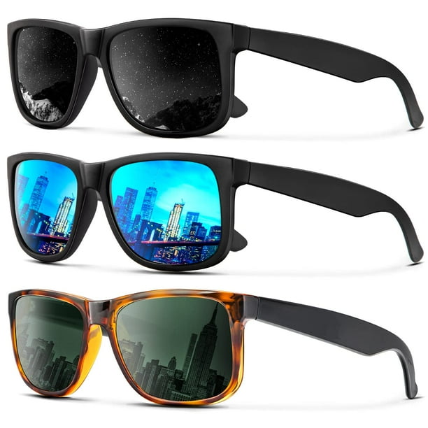 Gafas de sol KALIYADI Polarized UV400 Classic Matte Black, paquete de 3