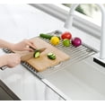 thumbnail image 4 of Escurreplatos Enrollable de 45 x 39 Cm. Tomorotec, Escurridor de Platos Grande, Multiusos, Plegable, de Acero Inoxidable, para Colocar sobre el Fregadero, Ideal para Tazas, Frutas y Verduras., 4 of 7