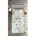 thumbnail image 3 of Ambesonne Leaves Quilted Coverlet 2 Pcs, Watercolor Floral Pattern, Twin Size, Multicolor, 3 of 4