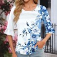 thumbnail image 5 of DeHolifer Women's Tops Half Sleeve Crewneck Floral Printed Casual Loose Tunic Tops Dressy T-Shirts Sky Blue XL, 5 of 7