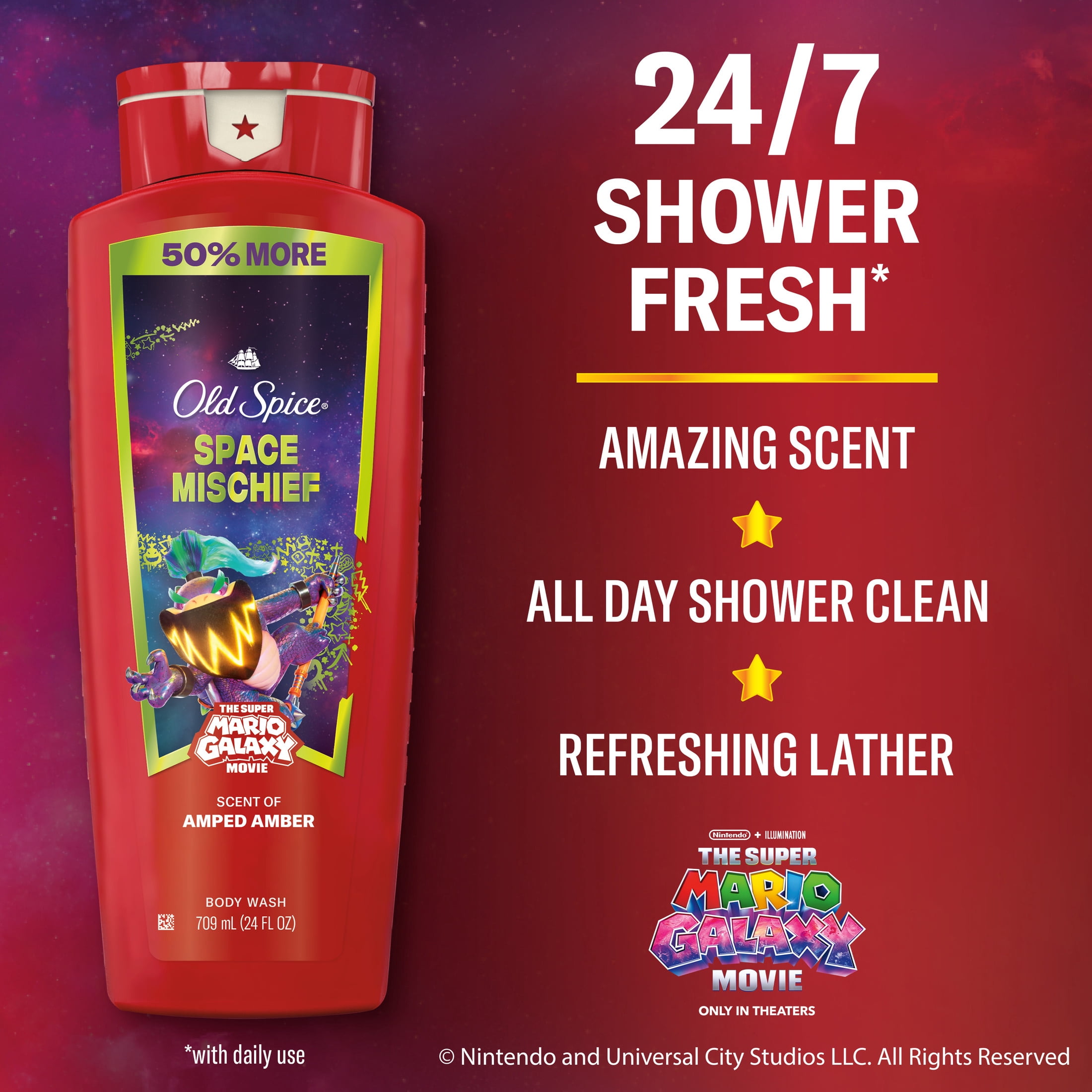 Old Spice Body Wash for Men, Space Mischief, Old Spice x The Super Mario Galaxy Movie, 24 fl oz