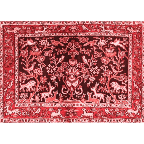Ahgly Company Indoor Rectangle Animal Red Traditional Area Rugs, 7' x 10'