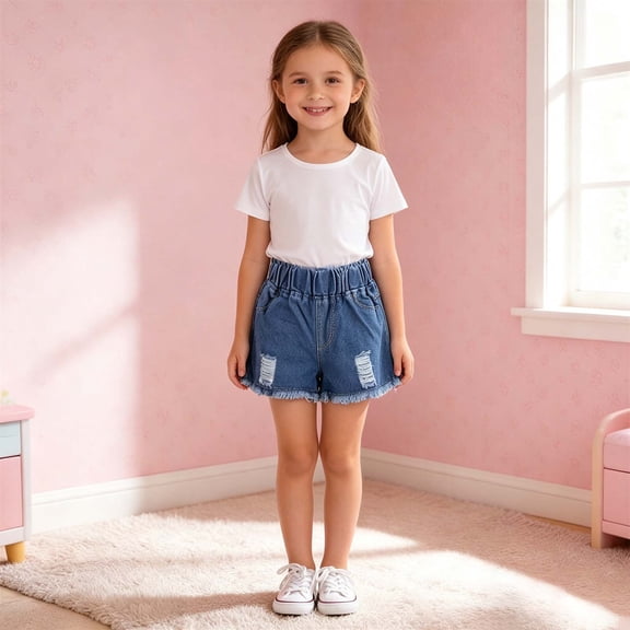 Girls Denim Shorts for Everyday Comfort and Easy Care Ready Jeans Shortpants for Kids—Versatile Casual Bottoms for Daily Play and Schoolwear