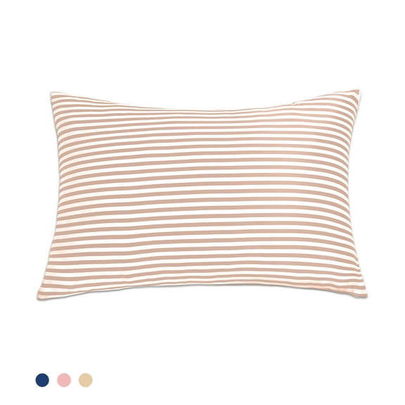 THXSILK Silk Pillowcase, 19 Momme Mulberry Silk Grade 6A , Silk Pillow Cases with Hidden Zipper, Standard Size 20"x26", 1pcs, White Stripe