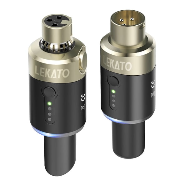 LEKATO 5.8 Ghz Wireless Microphone Transmitter Receiver Plug-on XLR System for Dynamic Microphone Audio Mixer DSLR Camera PA